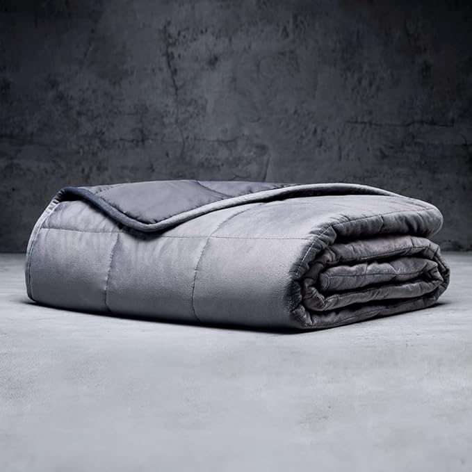 LUXOME Queen Size Weighted Blanket | Integrated Cooling & Plush Cover | 18 lbs | 60"x80" | Grey