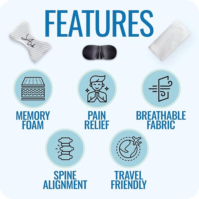 Ark Memory Foam Knee Pillow for Side Sleepers – H-Shaped with Leg Strap for Sciatica, Hip & Back Pain Relief – with Eye Mask & Extra Washable Cover