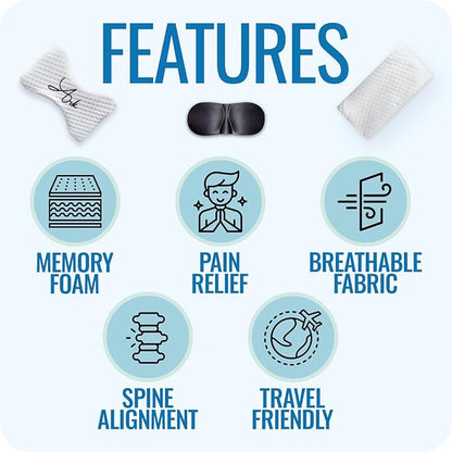 Ark Memory Foam Knee Pillow for Side Sleepers – H-Shaped with Leg Strap for Sciatica, Hip & Back Pain Relief – with Eye Mask & Extra Washable Cover