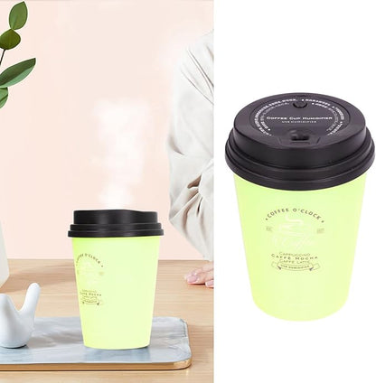 Portable Mini Humidifier, 300ml Car Humidifier Coffee Cup Low Noise Auto Off Lightweight Space Saving Travel Small USB Desk Humidifier for Car Bedroom and Office (Green)