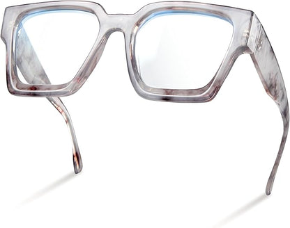 livho Oversized Eyewear Frame for Woman and Men - Rectangle Fashion Glasses for Computer, Chic Preppy Frame