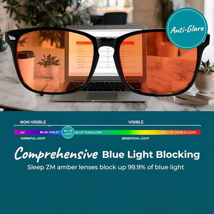 100% Blue Light Blocking Glasses - Better Sleep Anti Eye Strain Protection - Computer Gaming Women Men