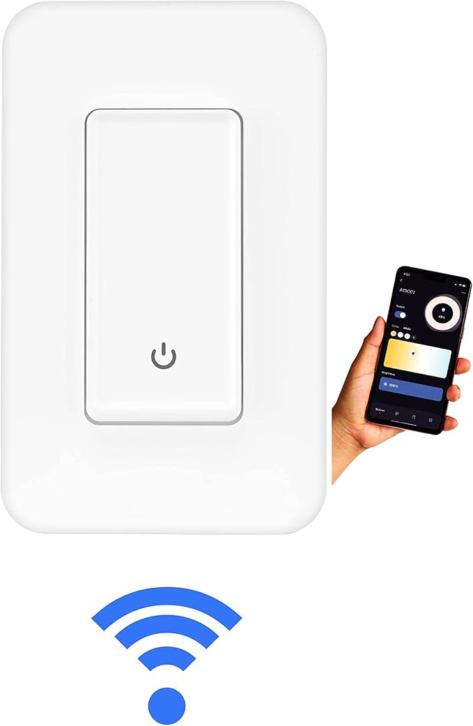 RCA 3-Way Smart Light Switch | Home Décor Smart Wall Switch 600W LED | Wireless Light Switch | Create Schedules via RCA App or WiFi Enabled Voice Control Google Assistant & Alexa Devices for Home