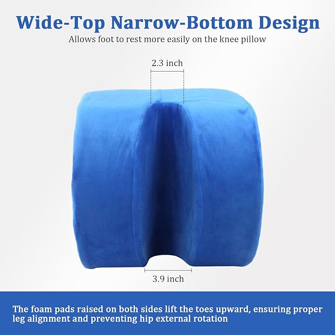 Knee Recovery Pillow for Post-Surgery with Memory Foam, Orthopedic Leg Positioning Pillow, Knees Support & Elevation Pillows, Ideal for Knee Replacement Recovery, Injury and Rest (Blue)