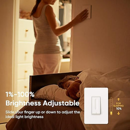 TREATLIFE Smart Dimmer Switch, Single-Pole Smart Switch for Dimmable Bulbs, 2.4GHz WiFi Smart Light Switch Works with Alexa and Google Home, APP Remote Control, Neutral Wire Required