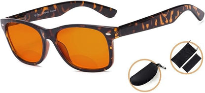 Eyekepper Blue Blocking Amber Bifocal Glasses for Sleep-Nighttime Bifocal Readers-Special Orange Tinted Glasses for Women Men (Tortoise, +1.50)