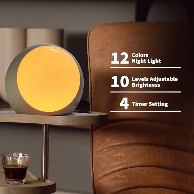 Brown Noise Sounds Machine White Noise Machine with 30 Soothing Sounds 12 Color Night Lights Auto-Off Timer Calming Sleep Machine with Memory Function for Baby Kids Adult for Office Privacy