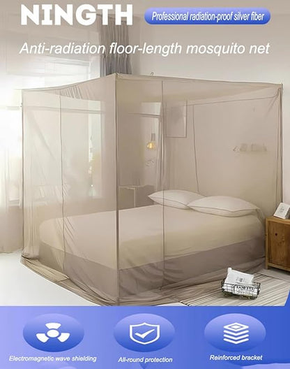 Anti-Electromagnetic Wave Bed Canopy,EMF Shielding Bed Canopy Silver Fiber Radiation Protection Fabric Square Anti Radiation,Silver-120 * 220 * 220cm