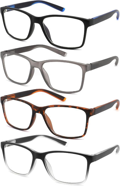 Blue Light Blocking Reading Glasses for Men 4-Pack Stylish Computer Readers with Spring Hinges,Anti Glare/Eye Strain Filter UV Ray Lightweight Reader Eyeglasses,+3.25 Magnification Strength