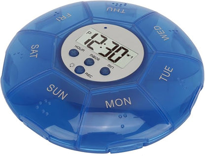 Case with Alarm, Weekly Medicines Setting Up Voice Reminders with Recording Playback Function 7 Day Medication Times Dispenser The Elderly Blind Person