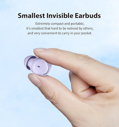 Invisible Sleep Headphones, Sleep Earbuds for Side Sleepers, Mini Noise Blocking Sleep Earphones, Bluetooth 5.3 Wireless Earbuds for Sleeping, Working, Purple