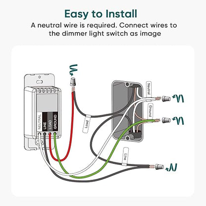 TREATLIFE Smart Dimmer Switch, Single-Pole Smart Switch for Dimmable Bulbs, 2.4GHz WiFi Smart Light Switch Works with Alexa and Google Home, APP Remote Control, Neutral Wire Required