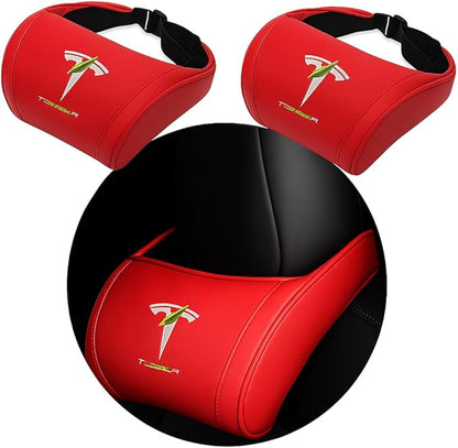 Car Headrest Neck Pillow Support Memory Foam Ergonomic Design Accessory for Driving Seat Fatigue Relief Compatible with Model S X 3 Y & Cybertruck - 2 Pieces