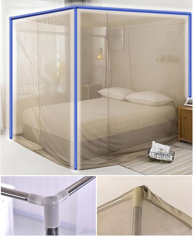 Faraday Fabric Bed Drapes Mesh EMF Protection Canopy, RF Shielding Netting, King Size, Queen Size, Twin Size (Color : Brown, Size : Large)