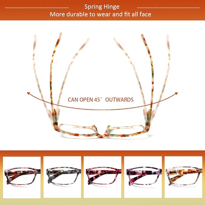 JOSCHOO Computer Reading Glasses for Women and Men 6 Pack Blue Light Blocking Spring Hinge Readers