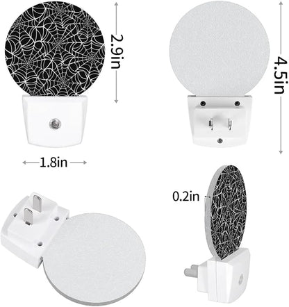 Plug-in Led Night Light with Auto Dusk to Dawn Sensor for Boys Girls Room Decor, Black Spider Web Wall Lamp Nightlights for Hallway,Bedroom, Kids Room, Kitchen, Stairway, (0.5W, 2 Pack)