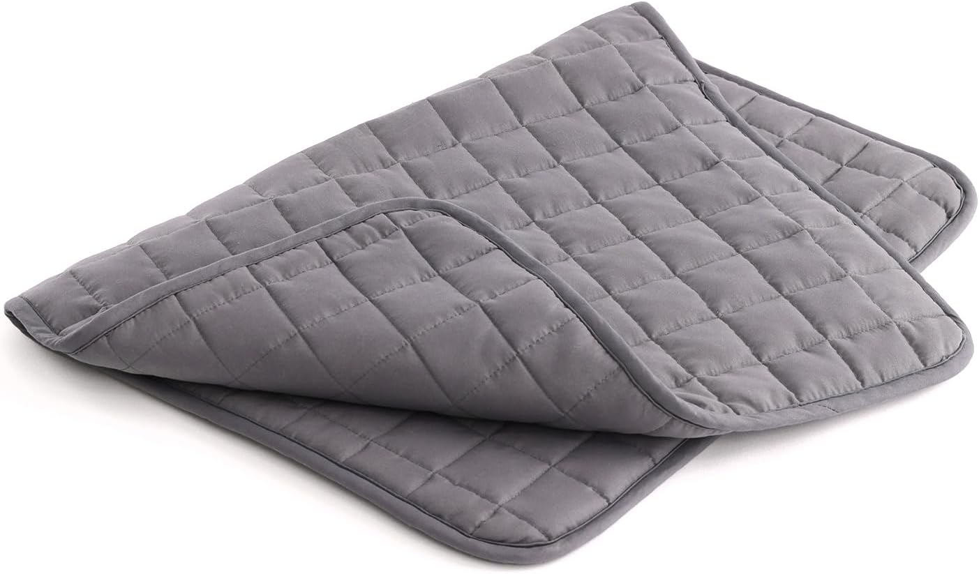 YnM Portable Weighted Lap Blanket for Adults, Perfect for Relaxation, Lounging, Napping, Sleeping & Travel(29x24 Inches, 7 Pounds, Dark Grey)