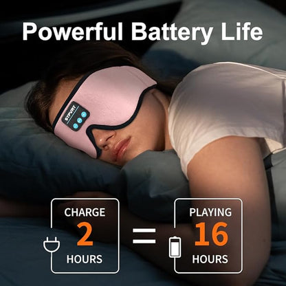 Bluetooth Sleep Mask Wireless Headphones 3D Bluetooth Eye Mask for Side Sleepers SYPVRY Blackout Eye Mask with Headphones Speaker for Airplane,Travel (Pink)