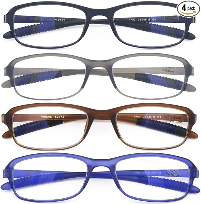 Blue Light Blocking Anti Reflective Coating Rectangular Reading Glasses(Flexible and Lightweight) Plastic Readers 3.50