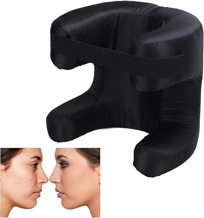 Memory Foam Face Pillow, Ergonomic Design, Silk Fabric Beauty Pillow for Back Sleep Training Pillow, Memory Foam Support, Soft Cushioning, Suitable for Comfortable Sleep (Black)
