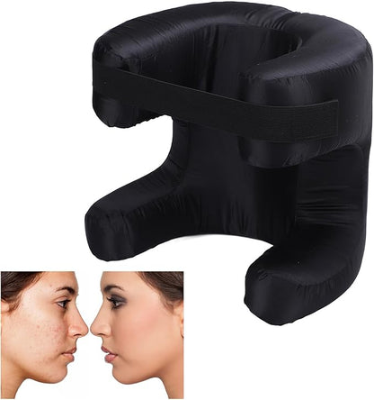 Memory Foam Face Pillow, Ergonomic Design, Silk Fabric Beauty Pillow for Back Sleep Training Pillow, Memory Foam Support, Soft Cushioning, Suitable for Comfortable Sleep (Black)