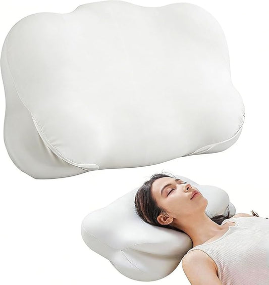 Sleep Cloud Pillow, Ergonomic Memory Foam Pillows, Adjustable Cervical Neck Support Pillow, Breathable Cooling Cover for Side Back Stomach Sleepers (White)
