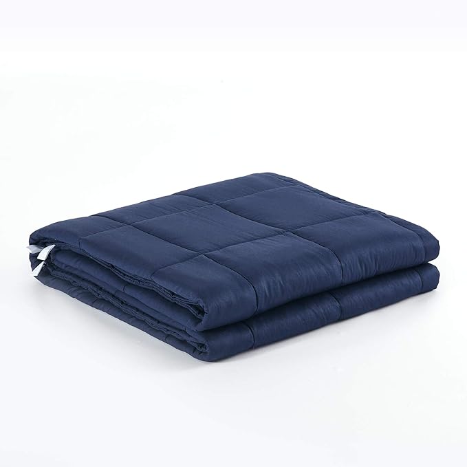 TONGDADA Kids Weighted Blanket | 40''x60'',10lbs | for Child Between 80-125 lbs | Premium Cotton Material with Glass Beads | Navy