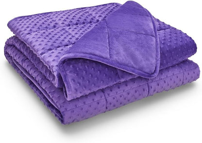 TONGDADA Minky Weighted Blanket | 60''x80'',15lbs | Cozy and Soft Minky Weighted Throw Blanket | Luxury Velvet with Premium Glass Beads | Violet Minky