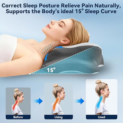 Sleep Apnea Pillow with Neck Pain & Snoring Relief -Orthopedic Cervical Pillow, Ergonomic Contour Memory Foam Pillow for Side, Back,Stomach Sleepers,Dreamers Relief,Medium Firm Support(Queen Size)