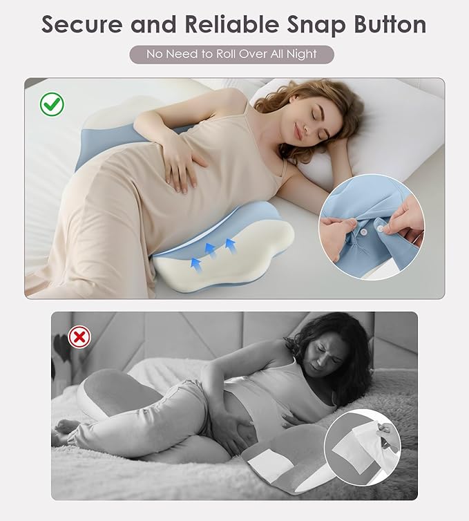 DONAMA Memory Foam Pregnancy Pillow- with Adjustable Air Bag for Back/Legs/Belly/HIPS Support, W-Shaped Pregnancy Wedge Pillows for Sleeping, Cooling Maternity Body Pillow for Pregnant Women