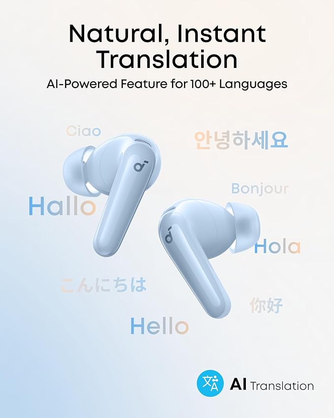 Soundcore P31i by Anker, Real-Time Adaptive Noise Cancelling, Hi-Res Sound, Translation Earbuds, 50H Playtime, Wireless Earbuds, Bluetooth Earphones, Spatial Audio, Fast Charging, IP55