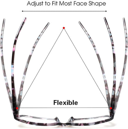 Kerecsen Reading Glasses 5 Pairs Fashion Ladies Readers Spring Hinge with Pattern Print Eyeglasses for Women (Mix Color -2, 3.50)
