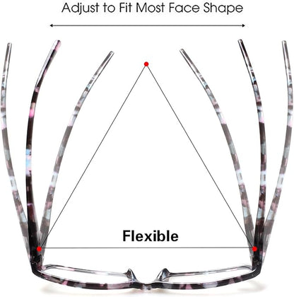 Kerecsen Reading Glasses 5 Pairs Fashion Ladies Readers Spring Hinge with Pattern Print Eyeglasses for Women (Mix Color -2, 1.25)
