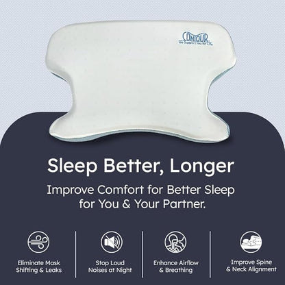 Contour CPAPMax Cooling Gel - CPAP Pillow for Side, Back and Stomach Sleepers with Adjustable Memory Foam - Pillow for CPAP Users, Sleeping with Mask