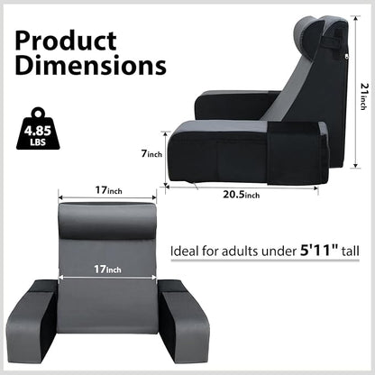 Vekkia 21" Reading Pillow for Bed Sitting Up – 60° Ergonomic Wedge Back Support with Adjustable Arms & Headrest, XL Side Pockets, Bed Chair for TV, Gaming, Working, Nursing, Recovery