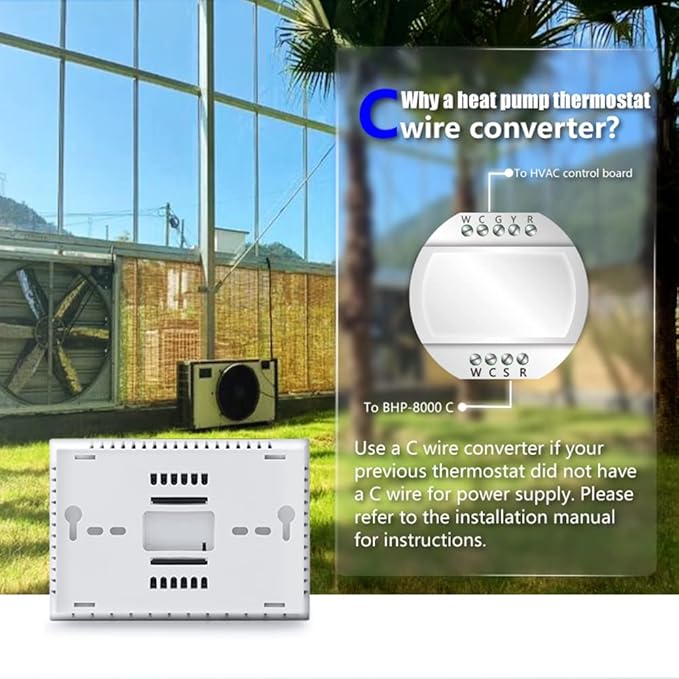 Smart Thermostat, Heat Pump Room Thermostat Temperature Controller 4.8 Inch Color LCD Screen Programmable Touch Control for Home Office Hotel