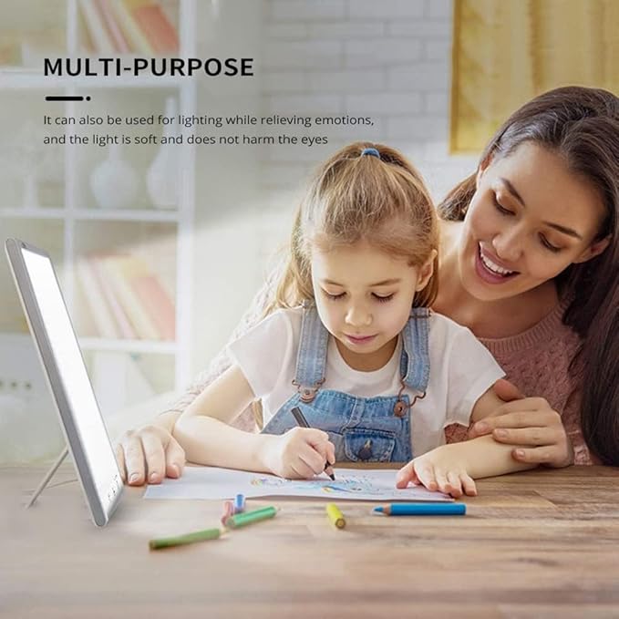 12000 Lux Light Therapy Lamp, with 2 Color Modes, 3 Brightness Levels, 3 Timer Settings, Touch Control UV-Free Sunlight Lamp,White