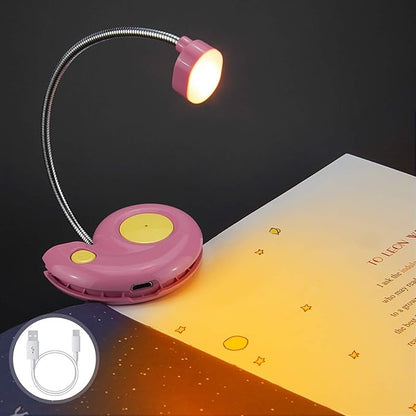 Kids Rechargeable Book Light, Clip on Reading Light for Kid, Kids Reading Lights, Amber Book Light for Reading in Bed, 2 Lighting Modes, Blue Light Blocking, Bookmark Light for Bookworms-Pink