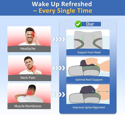 IKSTAR Cooling CPAP Pillow for Side Sleepers - Sleep Apnea Pillow for CPAP User - Reduce Air Leak/Hose Tangle/Mask Pressure - Memory Foam Neck Support Nasal Pillows Side/Back/Stomach Sleeper