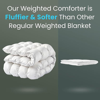 Calm&Relax Weighted Duvet Blanket: 2-in-1 Reversible Hybrid, Machine Washable with Cotton Fluffy Comforter & Heavy Side, 9-Layer Breathable for Hot Sleepers, Queen 20 lbs (60"x80")