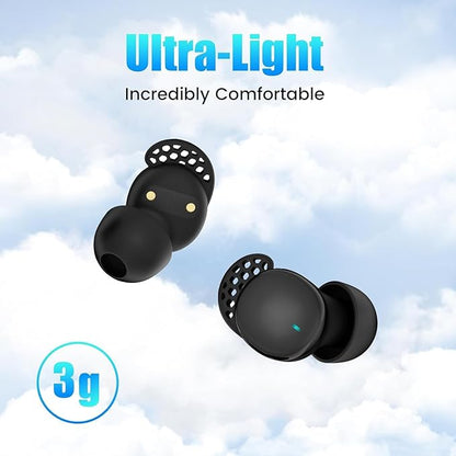 Sleep Earbuds for Side Sleepers, Wireless Noise Cancelling Sleep Headphones with Sleep Mode, LED Power Display, Comfort Fit for Sleeping, Working, Hiking (Amethyst)