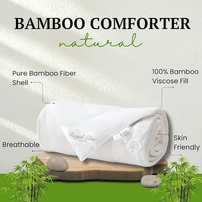 Luxury Cooling Comforter Twin XL, 100% Viscose from Bamboo, Lightweight Breathable Cooling Blanket for Hot Sleepers, Hypoallergenic,68 * 90 inches, White
