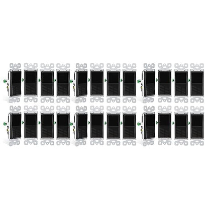 Greencycle Black 3 Way Light Switch,24PK Three Way Single Pole Switches, 15A 120-277V Rocker Paddle Wall Switch,On Off Switches, Self-Grounding, UL Certified,Residential and Commercial Grade