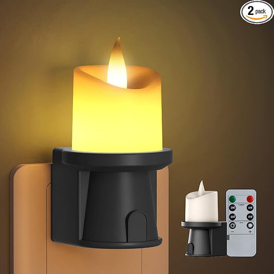 2-in-1 Plug in Night Light (1 Pack) - Dual Mode: Sensor & Remote Control - Modern Farmhouse Black Candle Wall Sconce for Industrial Decor, Hallway, Halloween (Matte Black) (Black, 1 Pack)