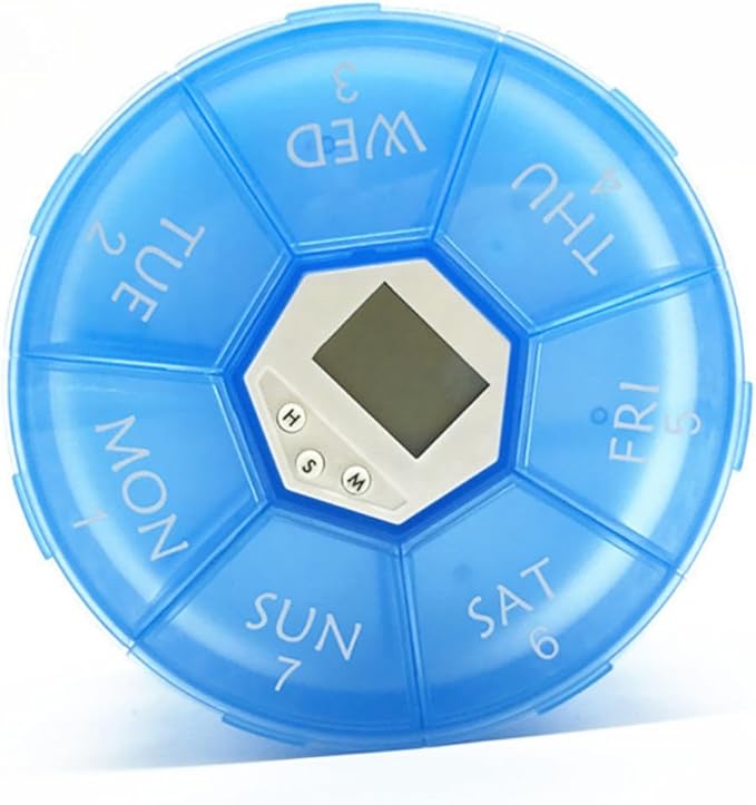 Vaguelly Compartment Pill Dispenser Alarm Clock Portable Medication Organizer for Daily Reminders Electronic Medicine Chest for Patients