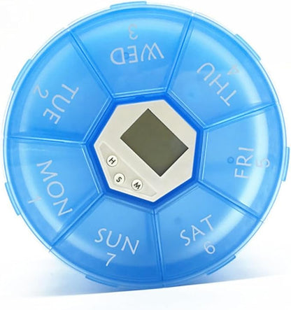 Vaguelly Compartment Pill Dispenser Alarm Clock Portable Medication Organizer for Daily Reminders Electronic Medicine Chest for Patients