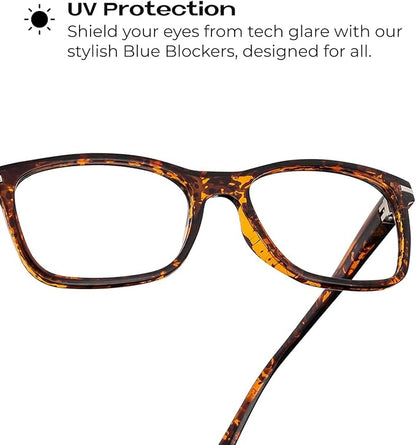 Readerest Blue Light Blocking Glasses – Thin Reflective Lens, Anti-Glare Computer Eyeglasses, UV Protection, Eye Strain Relief (Tortoise, 2.75 Magnification)