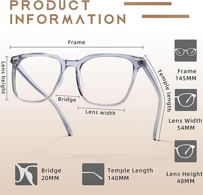 Oversized Square Blue Light Blocking Glasses for Women Men, Anti-Fatigue Computer Monitor Glasses Reduce Eye Strain