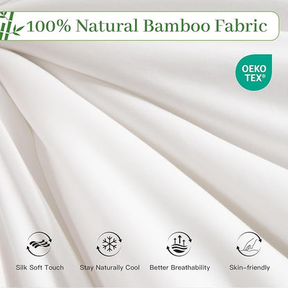 NEXHOME PRO 100% Viscose Derived from Bamboo Comforter Queen Size - Cooling & Moisture-Wicking Bedding - All Season Lightweight Design - Natural Organic Queen Duvet Insert
