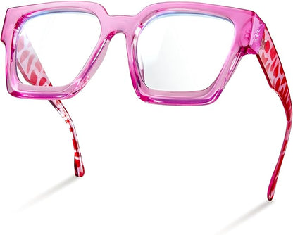 livho Oversized Eyewear Frame for Woman and Men - Rectangle Fashion Glasses for Computer, Chic Preppy Frame